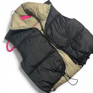 Zara Black and Tan Puffer Vest